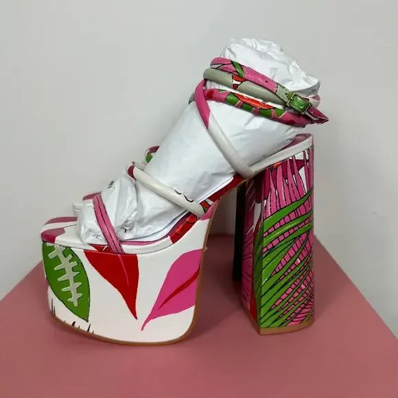 New Cult Gaia Hyte Platform Sandals in La Selva Floral Women's Size EU 39.5